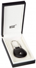 Montblanc Portachiavi in vitello nero lucido con anello finitura palladio
