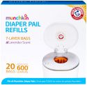 Munchkin Arm & Hammer, ricarica di sacchetti per pannolini, 20 pezzi