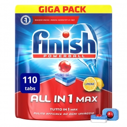 Finish Pastiglie Lavastoviglie All in 1 Max, Limone, 110 Tabs