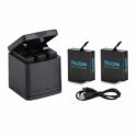 TELESIN Caricabatteria tripla e scatola di immagazzinaggio di batteria con caricabatteria a 3 canali con 2 batterie ricaricabili agli ioni di litio per Gopro Hero 6 Black, Hero 5 Black