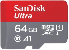 SanDisk Ultra Scheda di Memoria MicroSDXC da 64 GB e Adattatore, con A1 App...