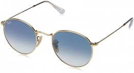 Ray-Ban occhiali da sole lente piatta in oro cristallo verde rotondi RB3447N...