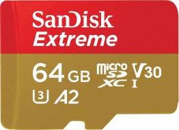 SanDisk Extreme Scheda di Memoria microSDXC da 64 GB e Adattatore SD con App Performance A2 e Rescue Pro Deluxe, fino a 160 MB/sec, Classe 10, UHS-I, U3, V30