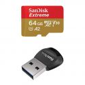 SanDisk Extreme Scheda di Memoria microSDXC da 64 GB e Adattatore SD con App Performance A2 e Rescue Pro Deluxe, fino a 160 MB/sec, Classe 10, UHS-I, U3, V30 + SanDisk SDDR-B531-GN6NN Lettore USB 3.0